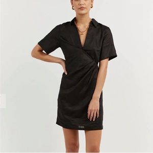 NWT DISSH Billie Black Linen Mini Dress